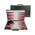 Backgammon - 18 pouces avec valise en cuir noire