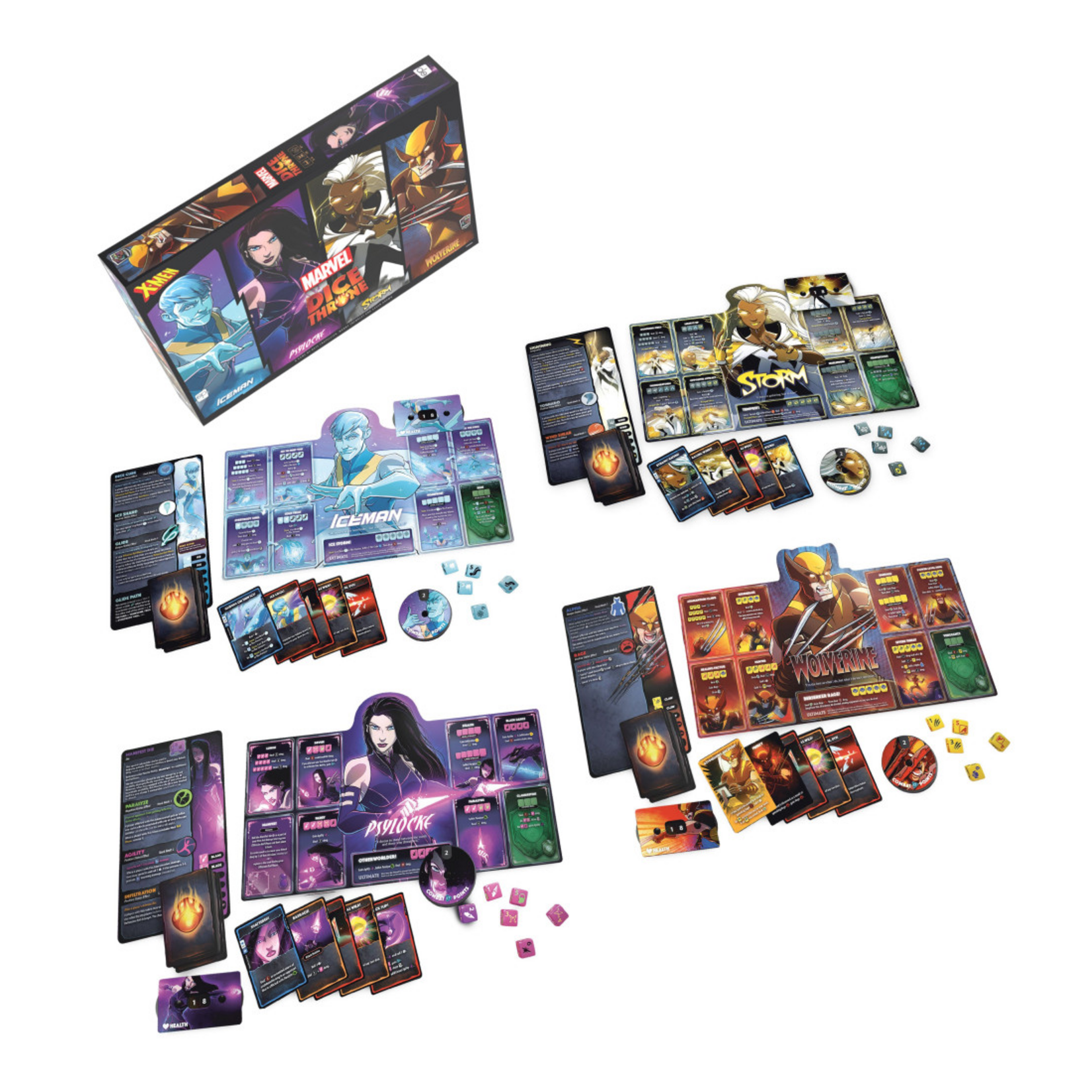 Lucky Duck Dice Throne - Marvel X-Men - Iceberg vs Psylocke vs Tornade vs Wolverine FR