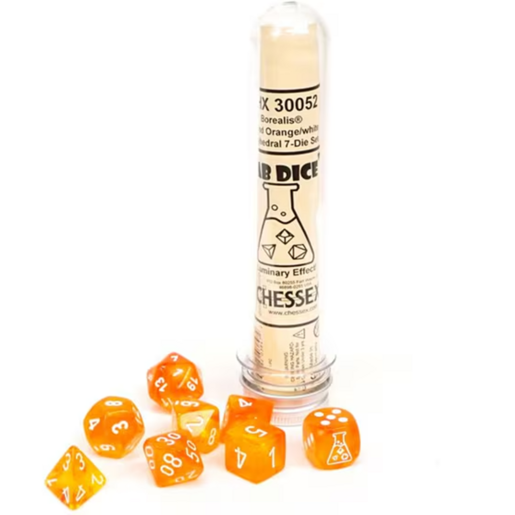 Chessex Ensemble de 7 dés polyédriques - Orange sanguine