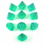 Chessex Ensemble de 10 d10 - Borealis - Vert avec chiffre dorés