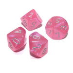 Chessex Ensemble de 10 d10 - Borealis - Rose avec chiffres argentés
