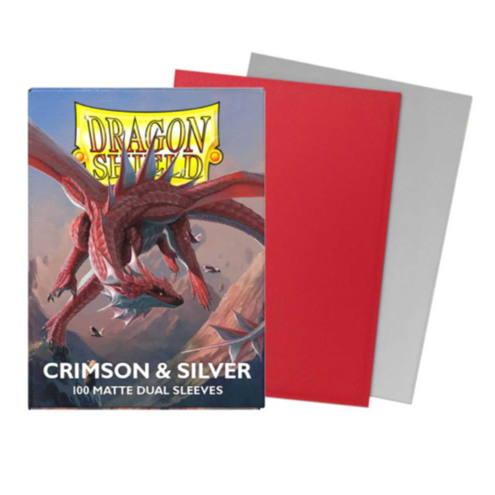 Dragon Shield Dragon Shield - 100 Matte Dual Sleeves - Crimson & Silver