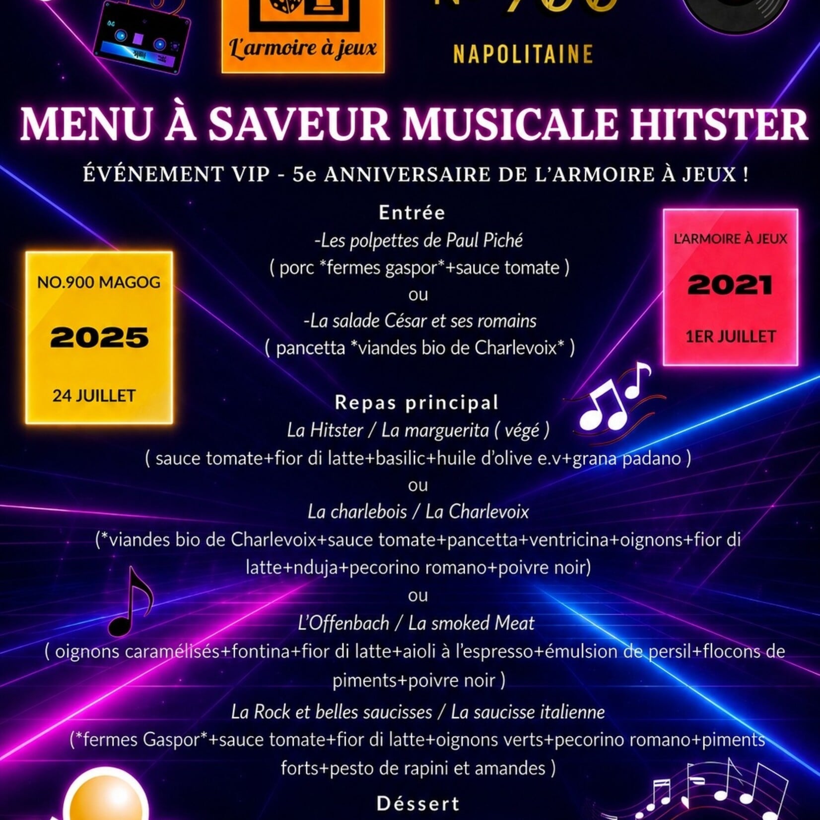 Table à 4 pour Tournoi Hitster Bingo VIP Pizza 900