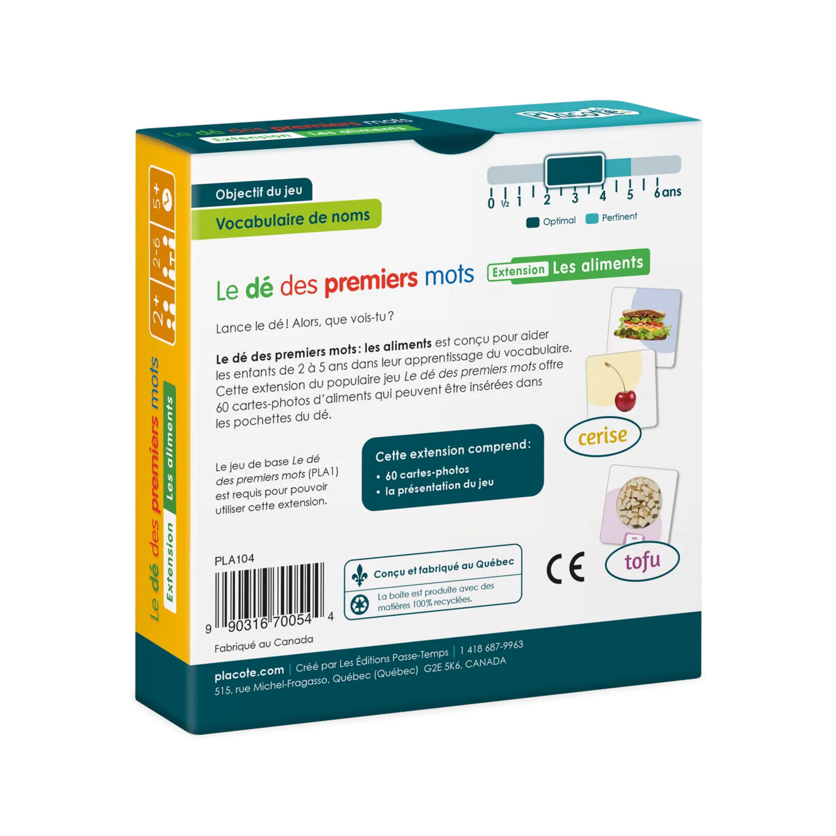 Placote Le dé des premiers mots - Ext - Aliments FR
