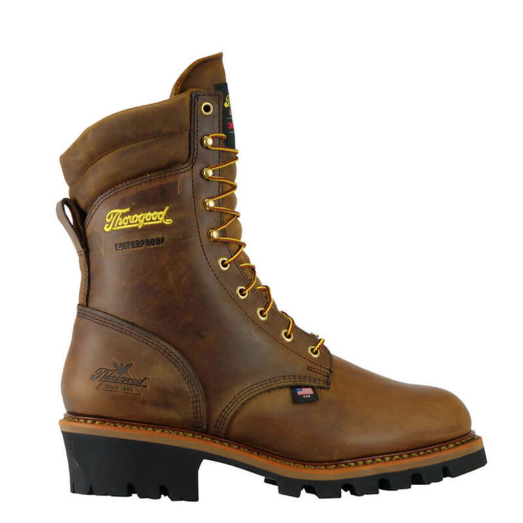Thorogood en's 9 Inch Brown Trail Crazy Horse, Insulated, Waterproof, Logger Boot