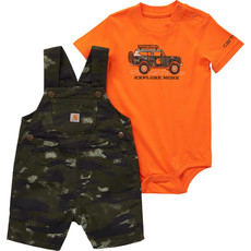 Carhartt CG8852 - Carhartt Infant Short-Sleeve Bodysuit and Canvas Camo Print Shortall Set