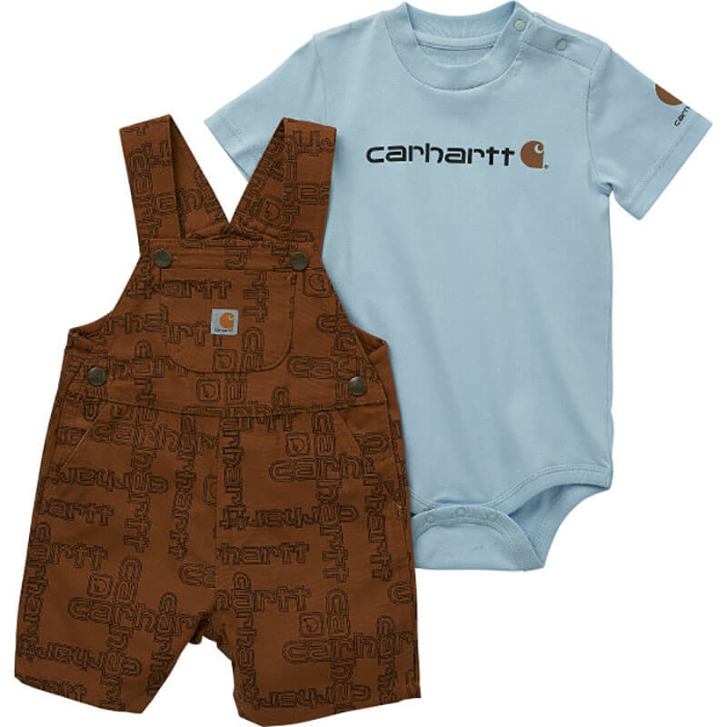 Carhartt CG8850 - Carhartt Infant Short-Sleeve Bodysuit and Canvas Print Shortall Set