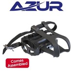 Azur Azur Bike/Cycling Pedal - GRIP+ - Toe Clip & Straps - 1/2" Reflectors