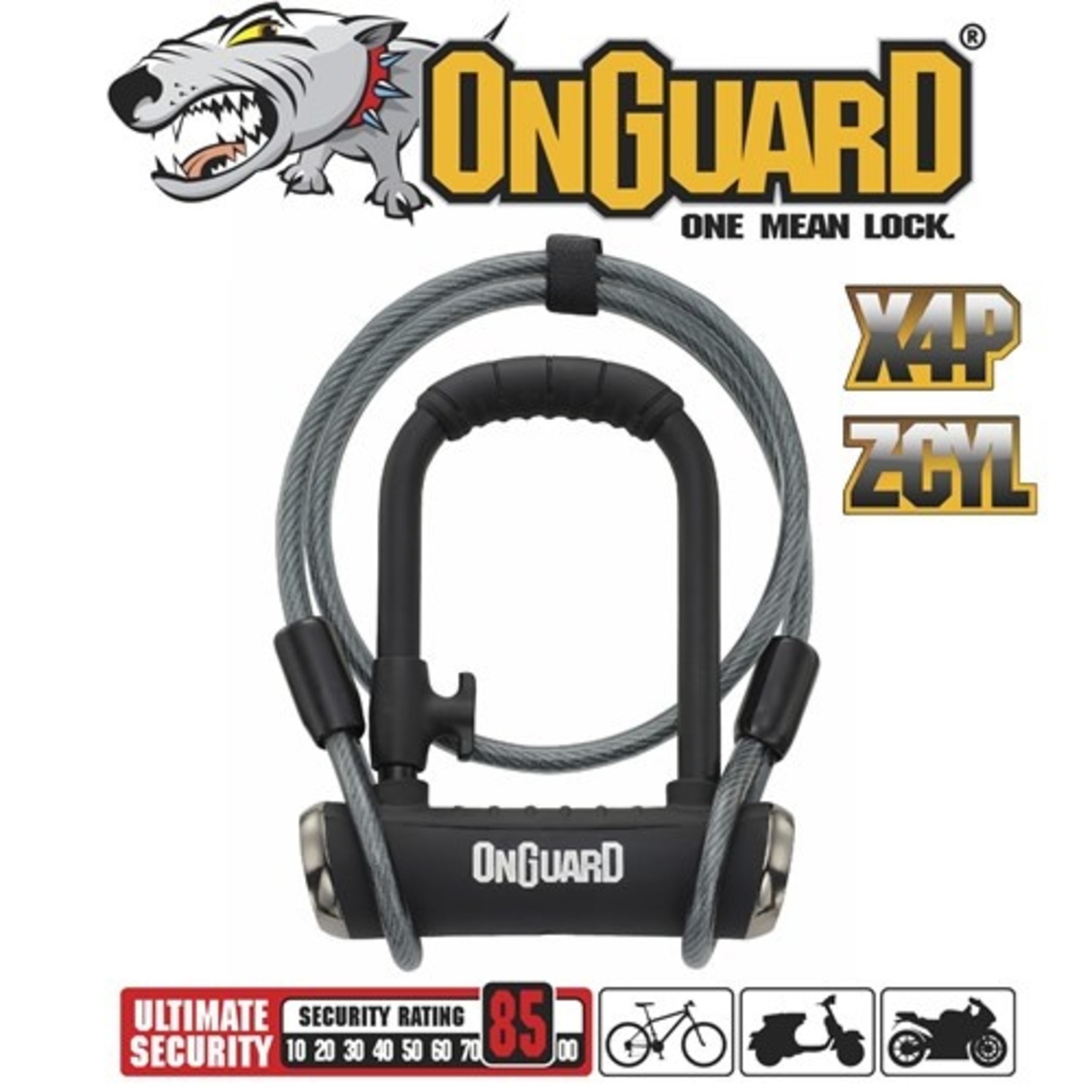 Lock On Onguard Bike U-Lock - Pitbull X-Series - DT U-Lock Keyed - 9cm x 14cm D 14mm