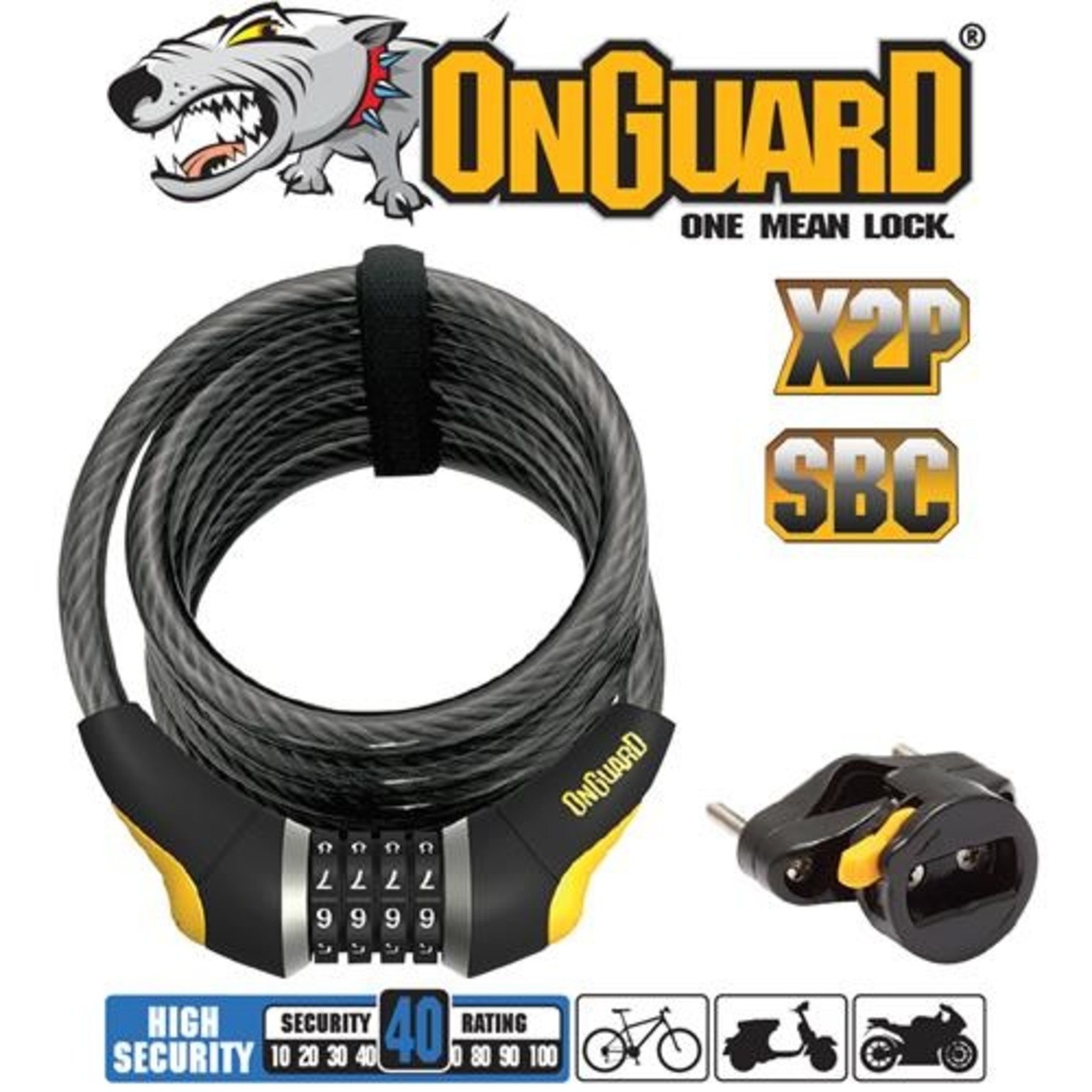Onguard Onguard Bike Lock - Doberman Series - Coiled Combo Lock - 185cm x 12mm
