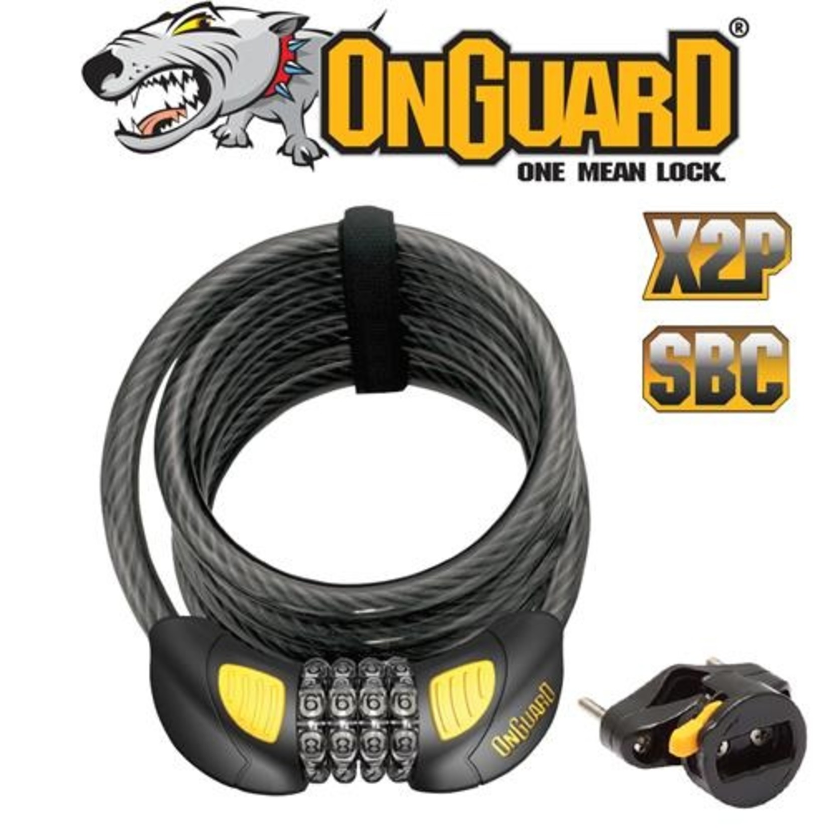 Onguard Onguard Bike Lock - Doberman Series - GLO Coiled Cable Combo Lock - 185cm x 12mm