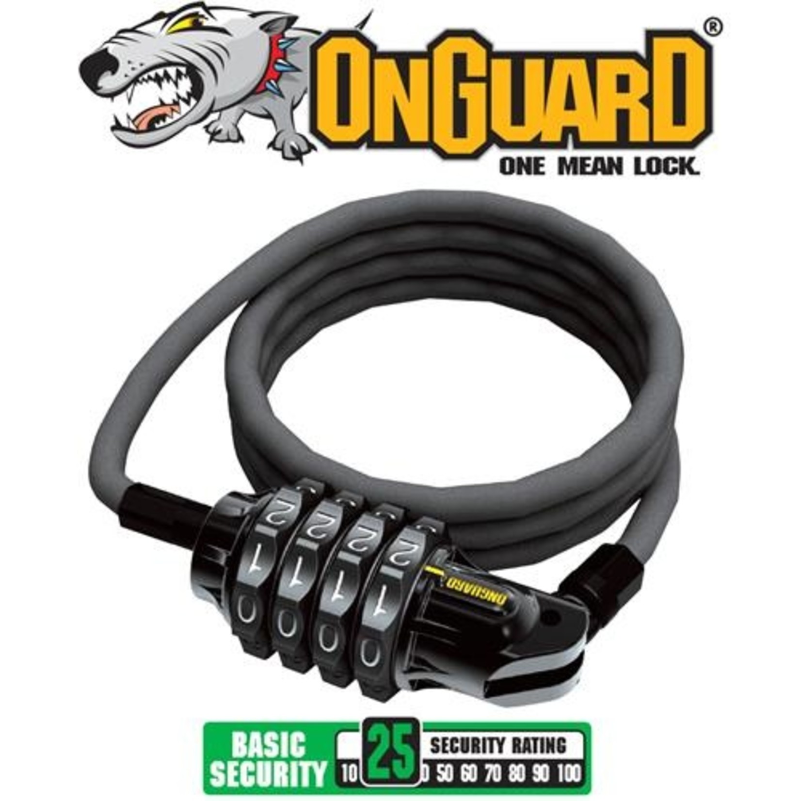 Onguard Onguard Bike Lock - Terrier Series - Coiled Cable Combo 4 - 120cm x 6mm