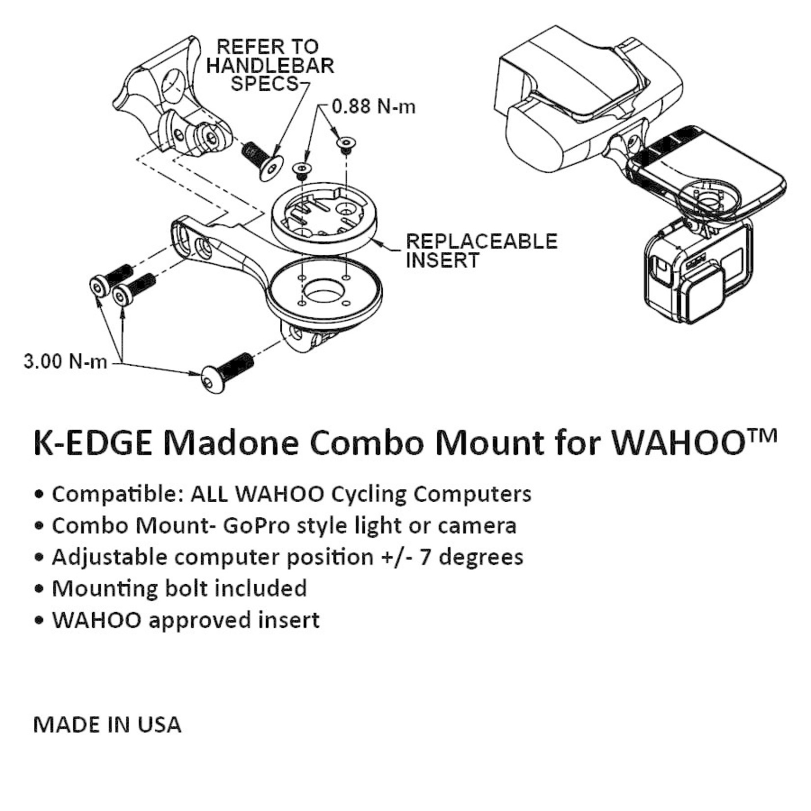 K-Edge K-Edge Madone Combo Mount - VR-CF Bar/Stem) For Wahoo - Black