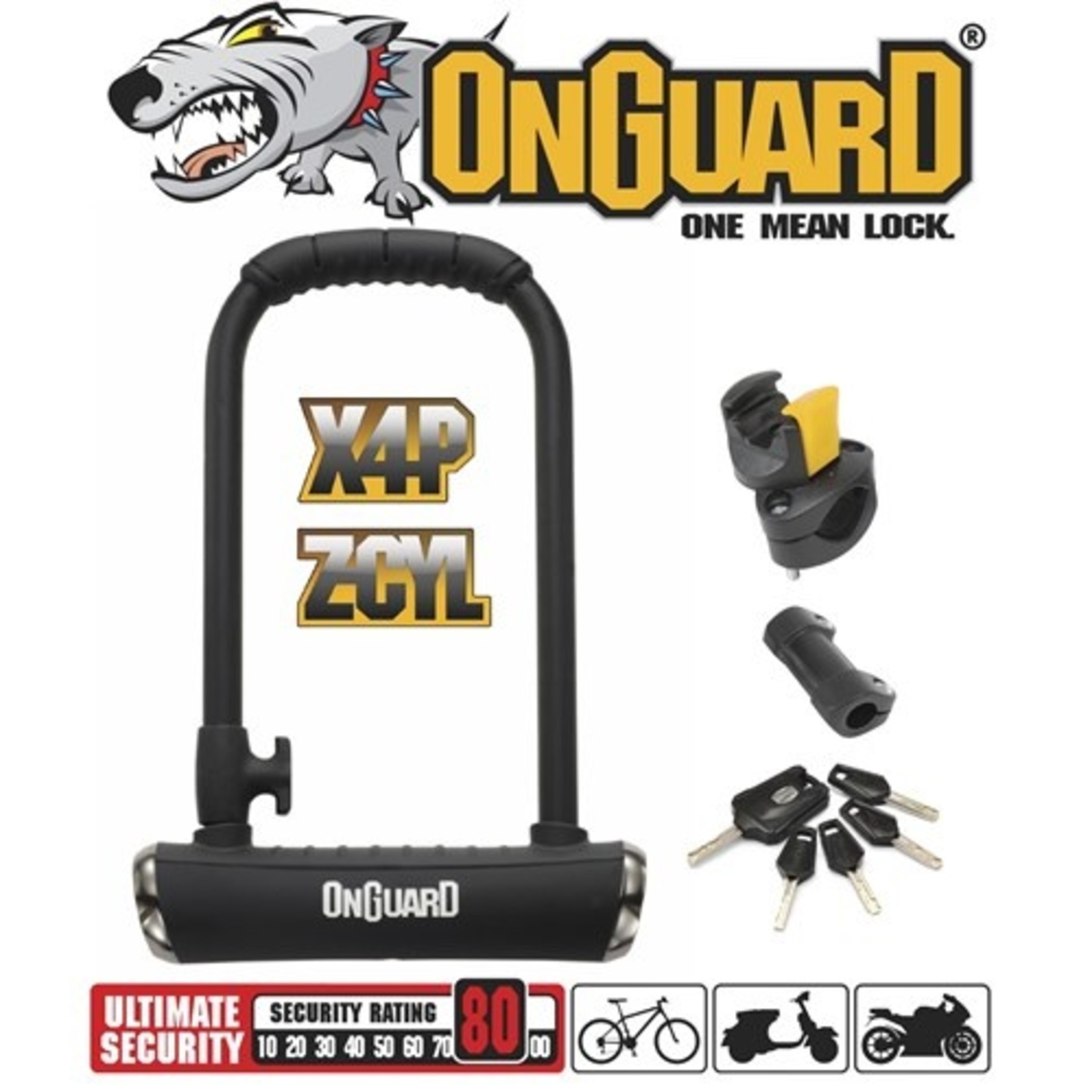 On Goard Onguard Bike U-Lock - Pitbull Series - Standard U-Lock Keyed - 11.5cm x 23cm