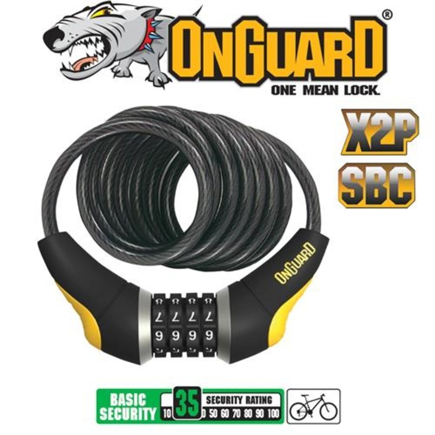 Onguard Onguard Bike Lock - Doberman Series - Coiled Cable Combo Lock - 185cm x 10mm