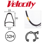 velocity Velocity Rim - Deep V Rim 700C 32H MSW - Black