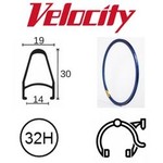 velocity Velocity Rim - Deep V 700C 32H - Presta Valve - Rim Brake - D/W - Lighter Blue