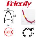 velocity Velocity Rim - Deep V 700C 36H MSW - Presta Valve - Rim Brake - 700CX14mm - Red