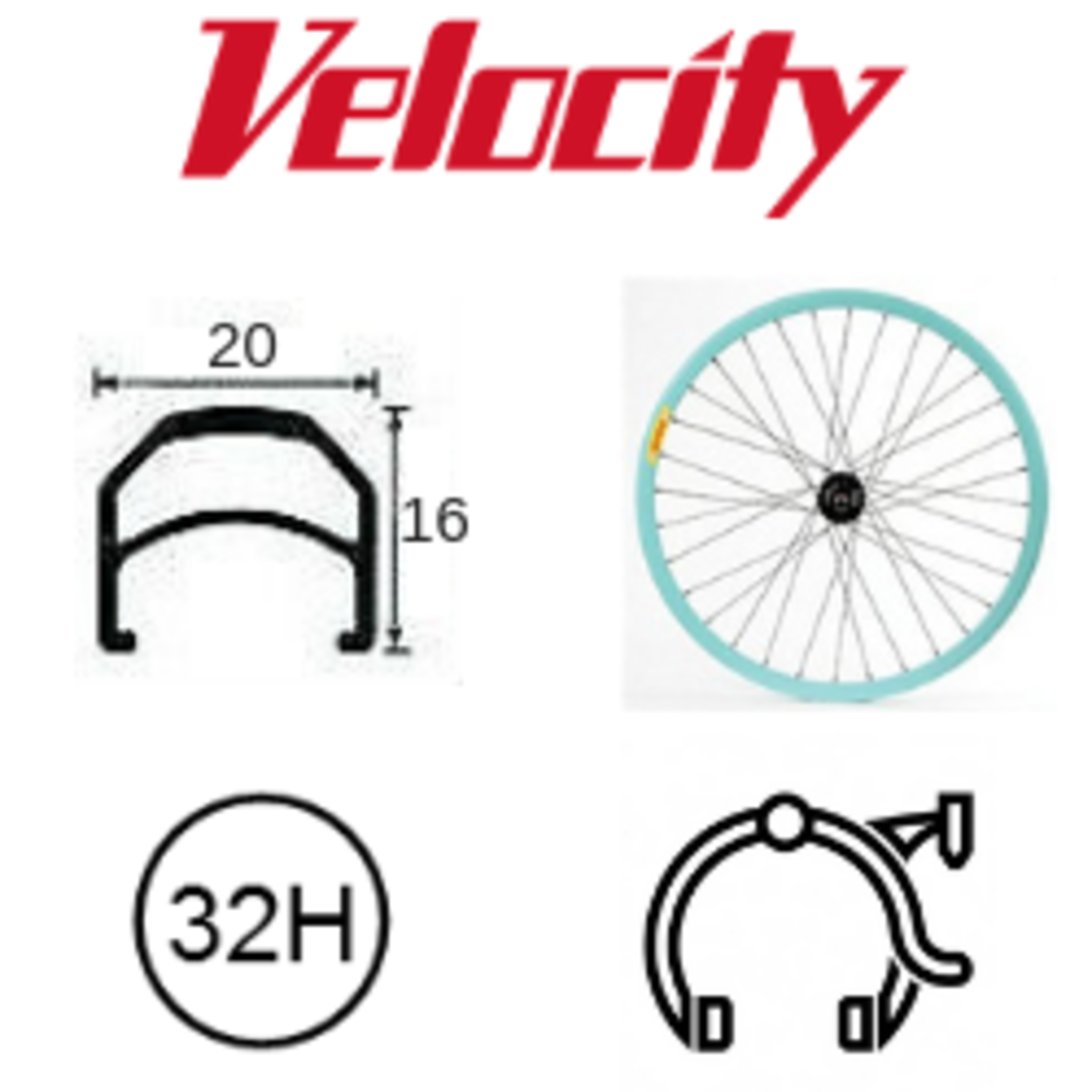 velocity Velocity Rim - Razor 700C 32H - Presta Valve - Rim Brake - D/W - Celeste MSW