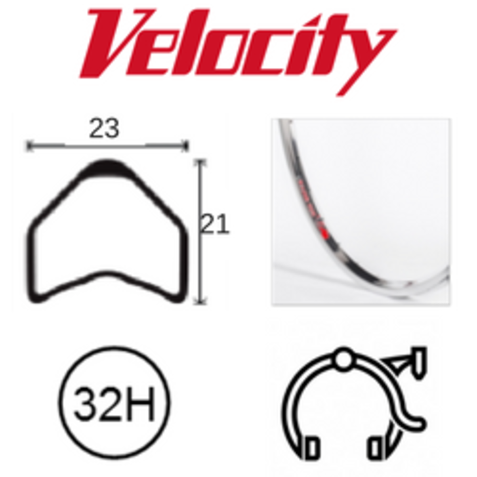 velocity Velocity Rim - Major Tom 700C 32H Hand Polished MSW (Tubular Rim)