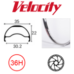 velocity Velocity Rim - Blunt 35 700C(622) 36H Presta Valve Disc Brake D/W Hand Polished