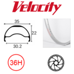velocity Velocity Rim - Blunt 35- 700C(622) 36H - Presta Valve - Disc Brake  D/W - Silver
