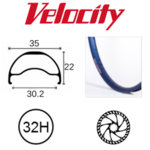 velocity Velocity Rim - Blunt 35-700C (622)32H - Presta Valve-Disc Brake 29erX30mm - Blue