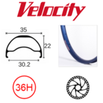 velocity Velocity Rim - Blunt 35- 700C (622) 36H - Presta Valve - Disc Brake - D/W - Blue