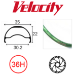 velocity Velocity Rim - Blunt 35- 700C(622) 36H - Presta Valve - Disc Brake - D/W - Green