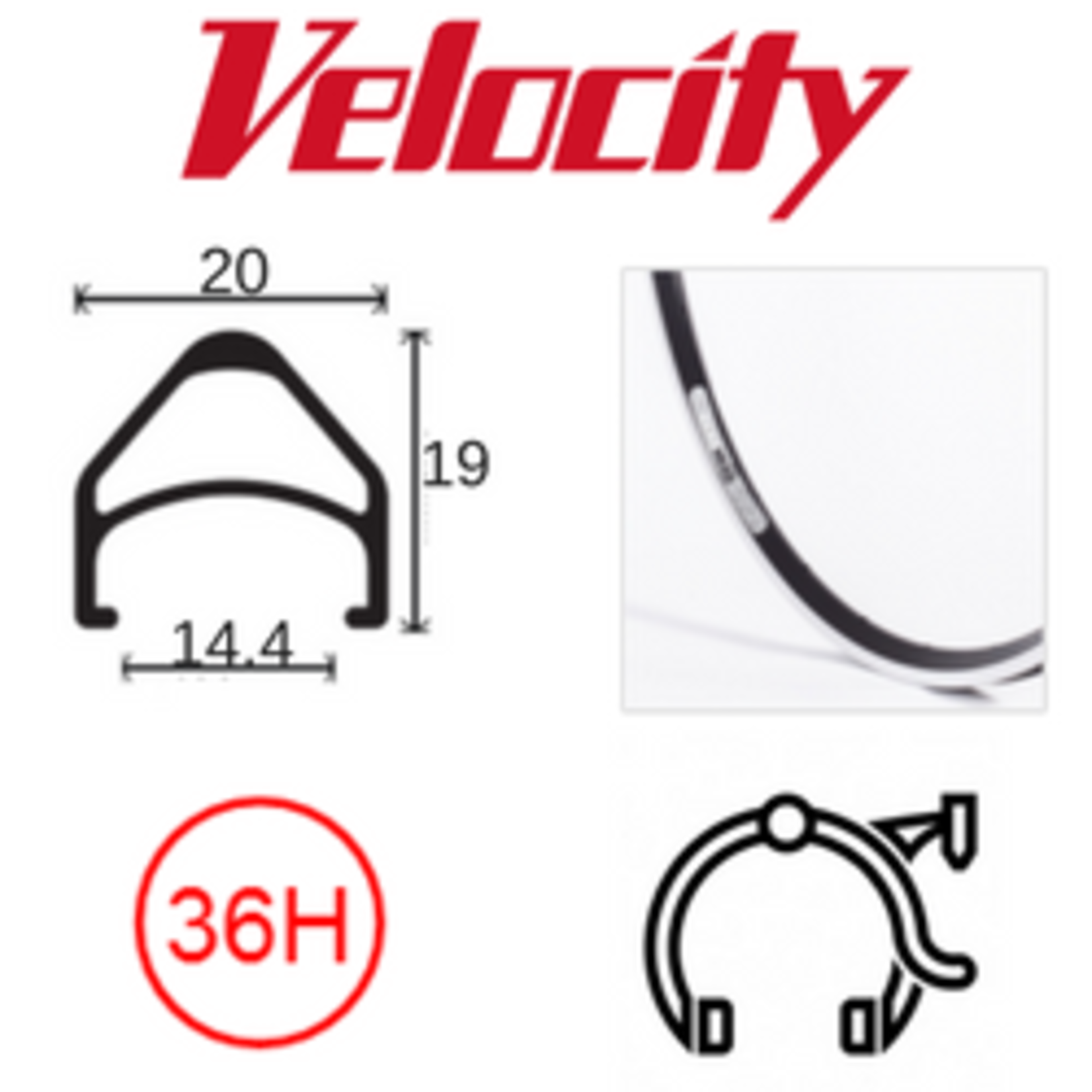 velocity Velocity Rim - Aerohead 16X13/8 [349] 36H MSW - Black - V4011