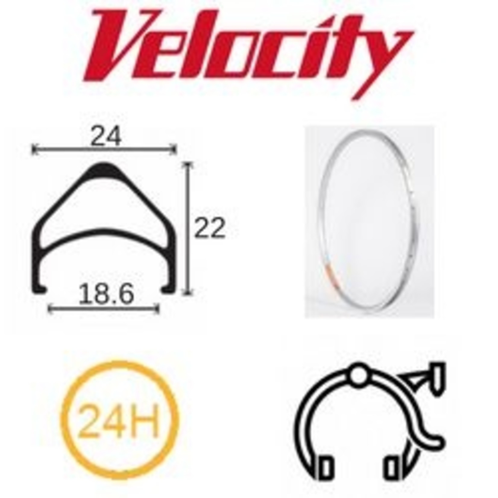 velocity Velocity Rim - Aeroheat 16 (349) 24H Ano MSW - Silver