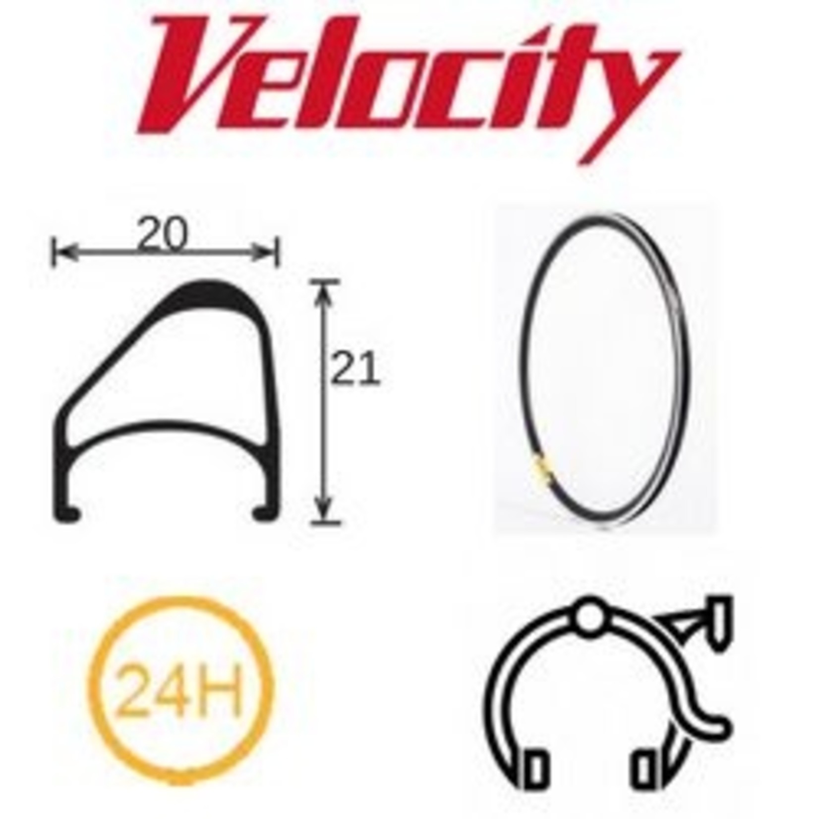 velocity Velocity Rim - Aerohead OC 20 (406) 24H ANO MSW - Black - V1747