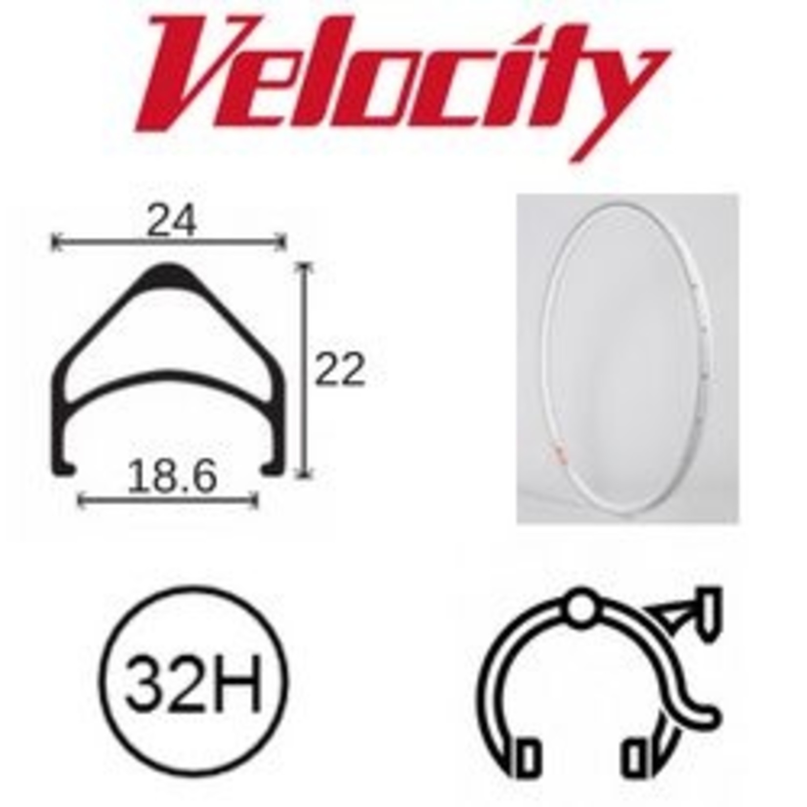 velocity Velocity Rim - Aeroheat 26" 559 32H PC Msw - White