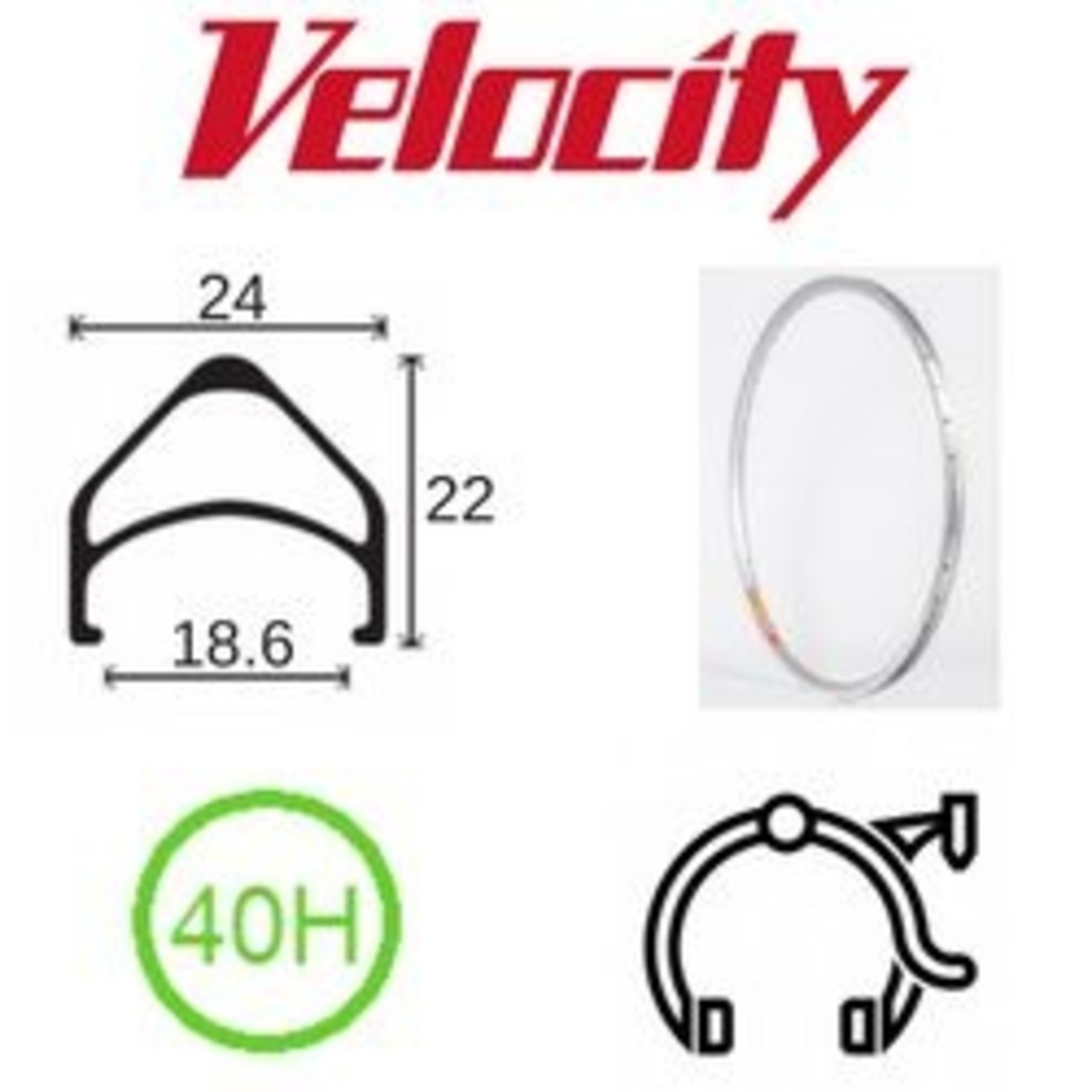 velocity Velocity Rim - Aeroheat 26" 559 40H Ano Msw - Silver
