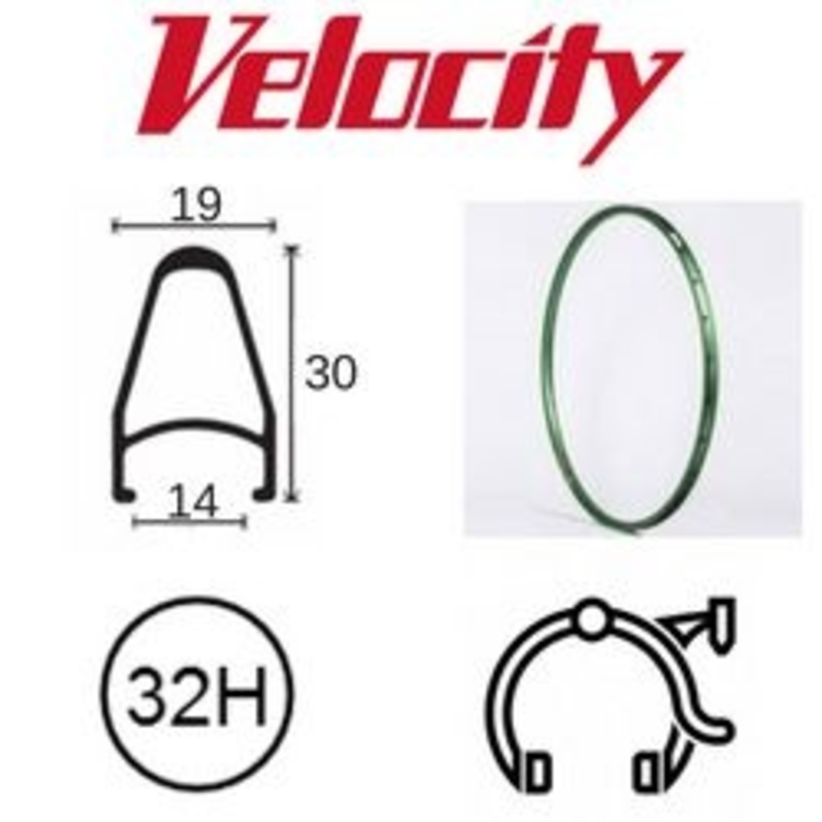 velocity Velocity Rim - Deep V 650C 32H PC - Lime