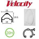 velocity Velocity Rim - A23 700C 20H - Presta Valve - Rim Brake - D/W  - White MSW