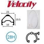 velocity Velocity Rim - A23 700C 28H (622 X 18) - Presta Valve - Rim Brake - D/W - White