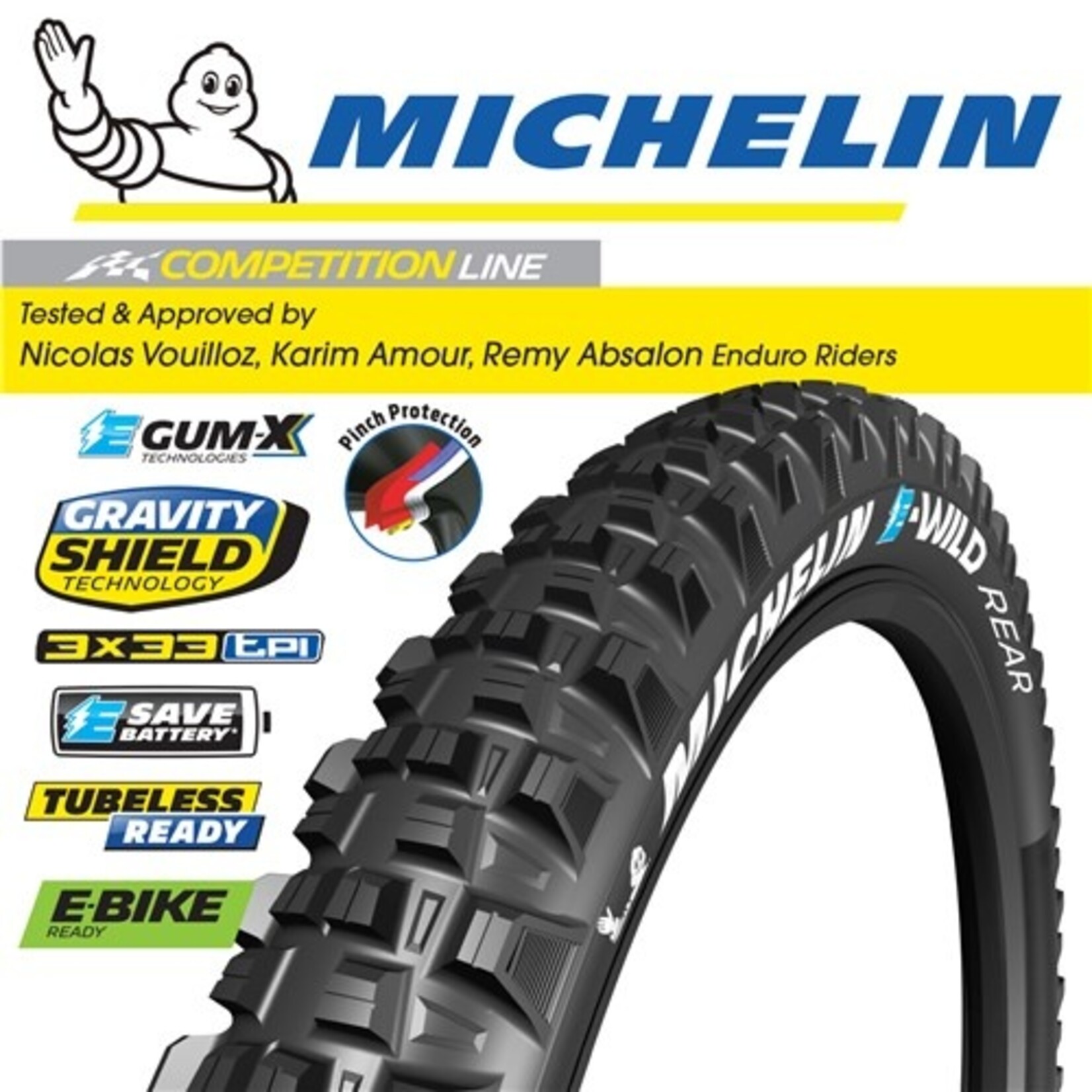 Michelin Bike Tyre E Wild Rear 27.5 X 2.8 Foldable Bicycle Tyre St Kilda Cycles