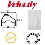 velocity Velocity Rim A23 OC 700C 24H - Presta Valve - Rim Brake - D/W - Silver MSW