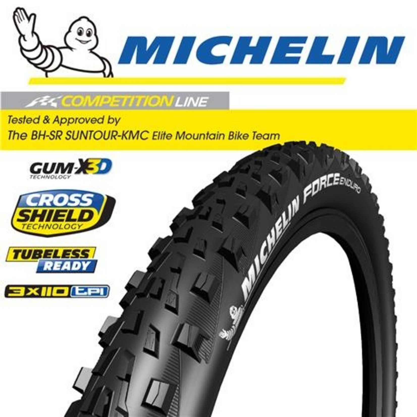 Michelin Michelin Bike Tyre - Force XC Competition  - 27.5" X 2.1" -Foldable Bicycle Tyre