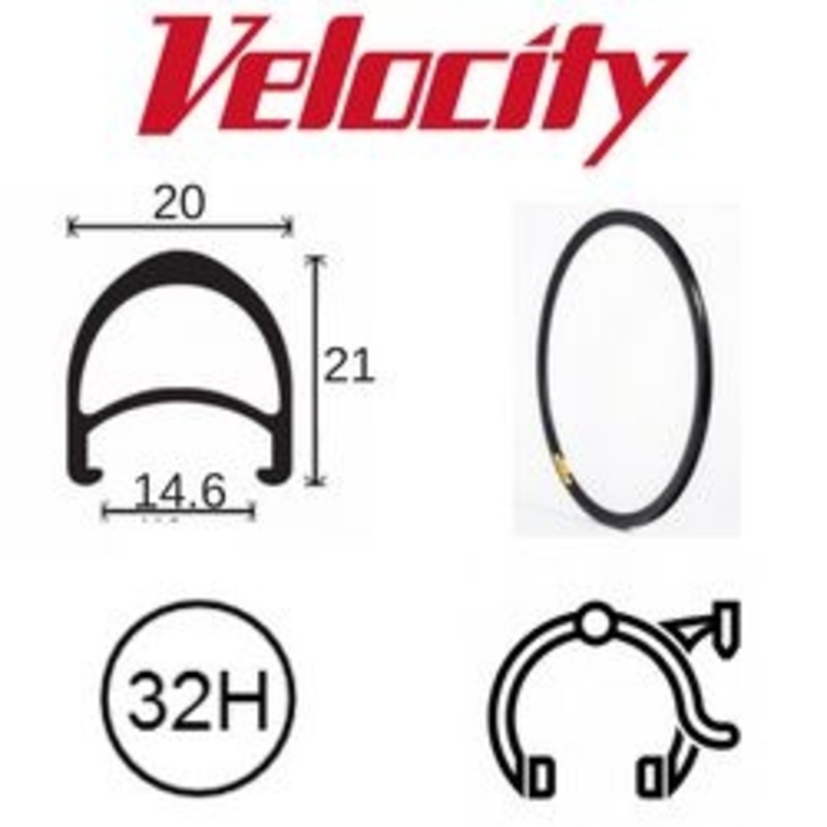 velocity Velocity Rim - 700C Aero - 32H - Black