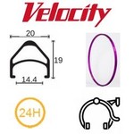 velocity Velocity Rim - Aerohead 700C 24H - Presta Valve - Rim Brake - D/W - Pink MSW