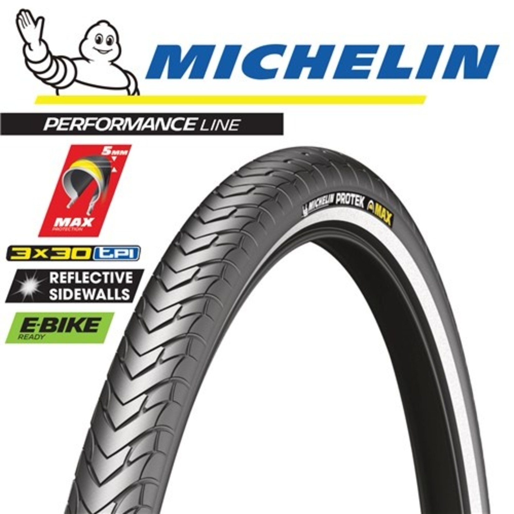 Michelin Michelin Bike Tyre - Protek Max - 26" X 1.4" - Wire - Bicycle Tyre