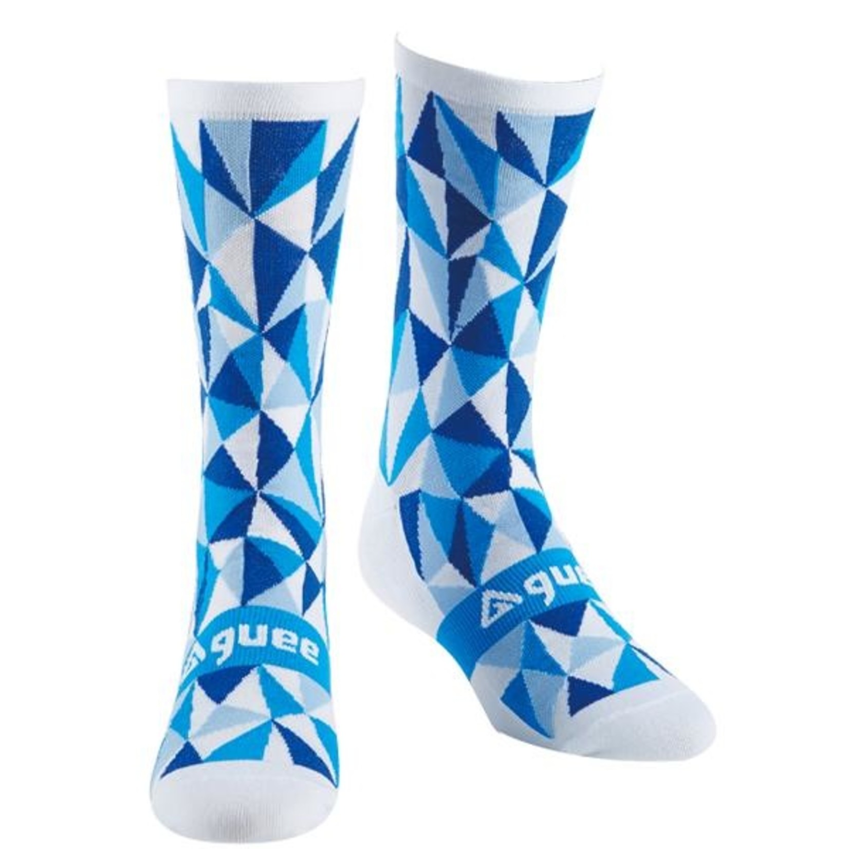 Guee Guee Socks - Geo Racefit - White & Blue - Size - Medium-Large