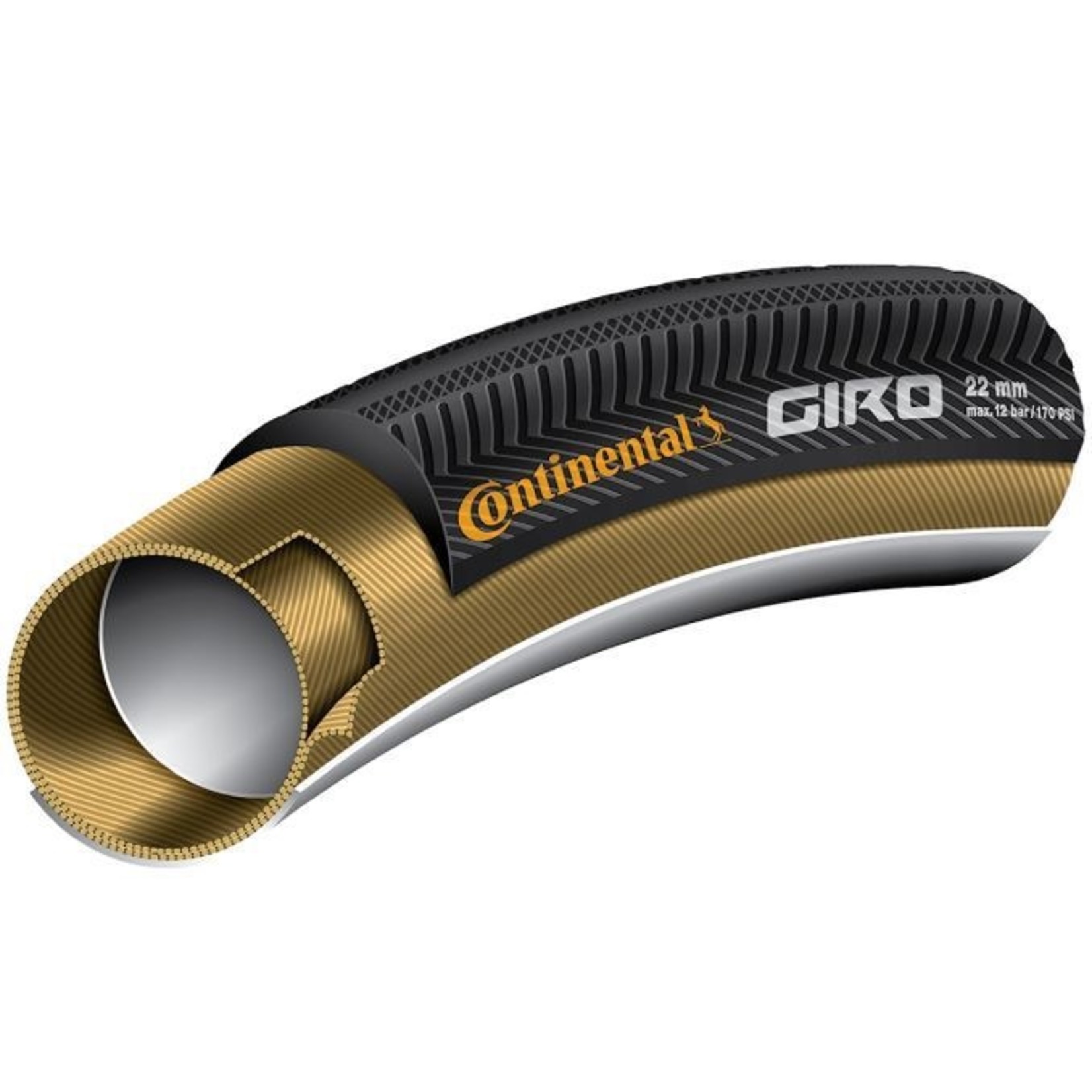 Continental 2 X Continental Giro 28" X 22mm Tubular Bike Tyre PSI: 115-170 -TPI: 2/160