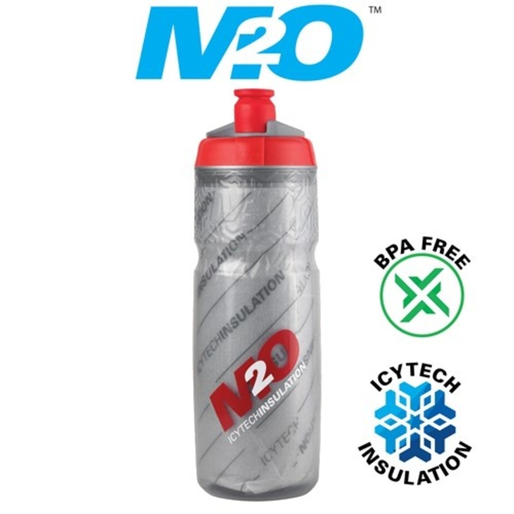 M2O M2O Pilot Water Bottle - 620ml - Smoke/Red - Insulated