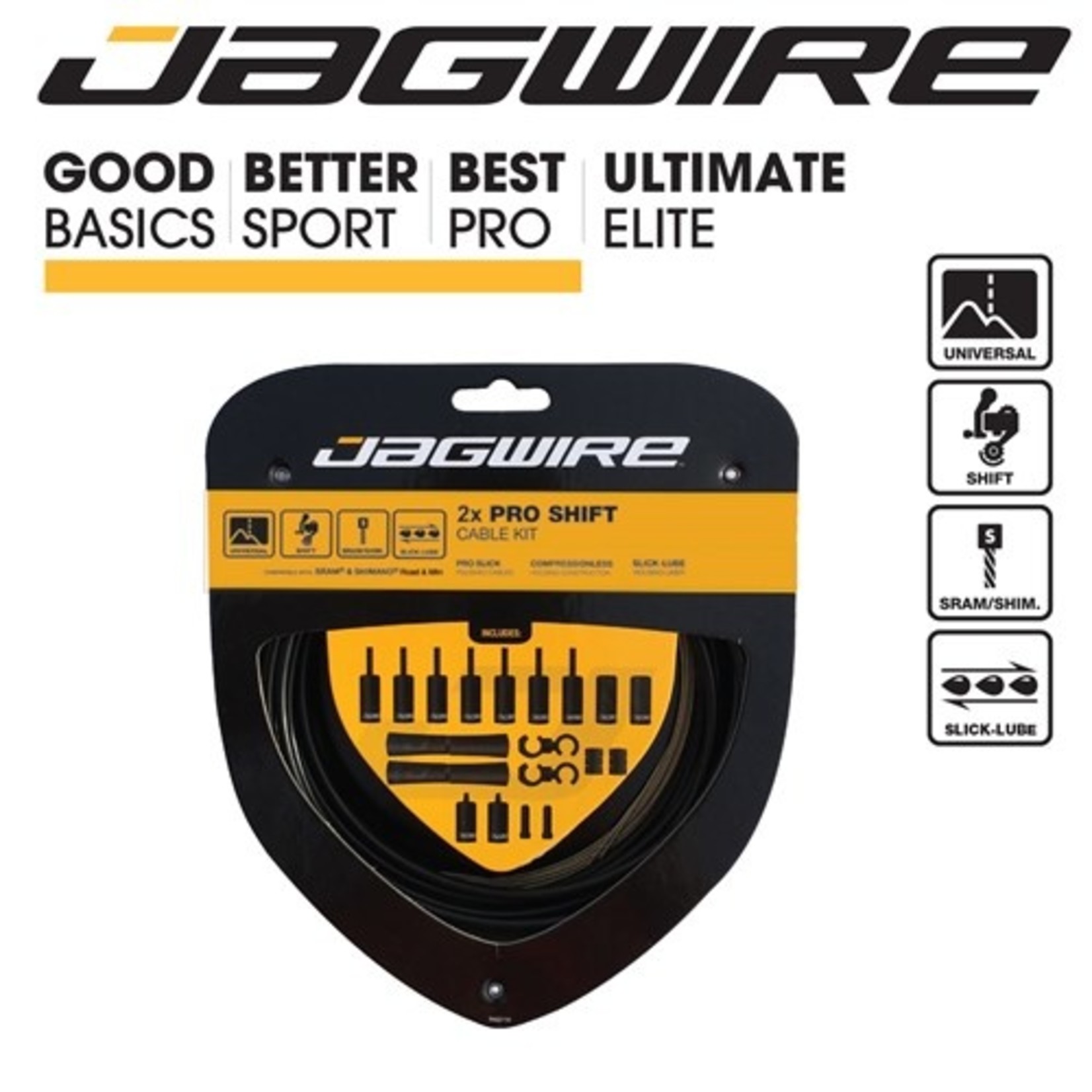 Jagwire Jagwire 2 X Pro Universal Complete Shift Kit - Slick-Lube