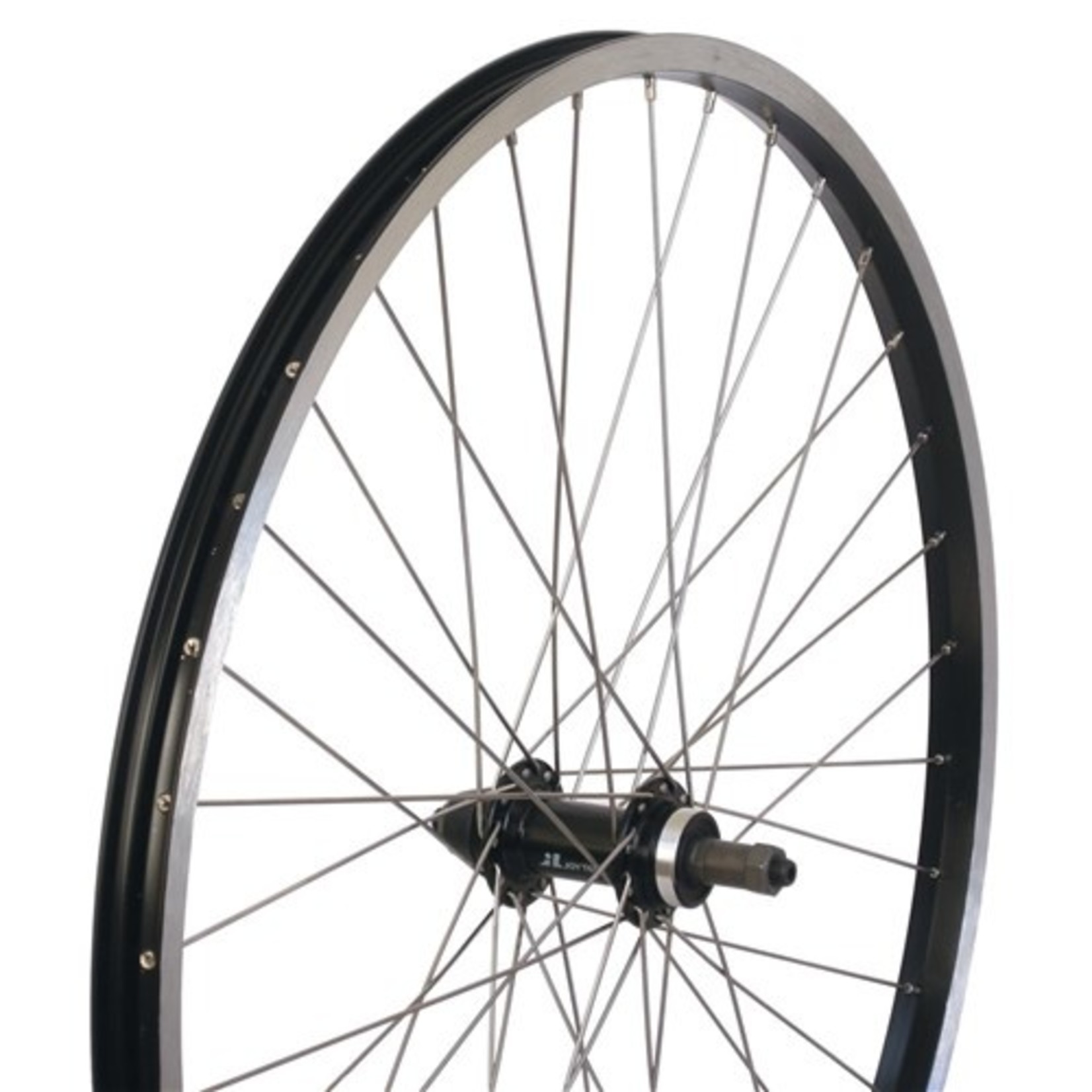 BC BC Bicycle Rear Wheel Rim 26" MTB Alloy Screw-On Rear Black Rim - Silver Spokes