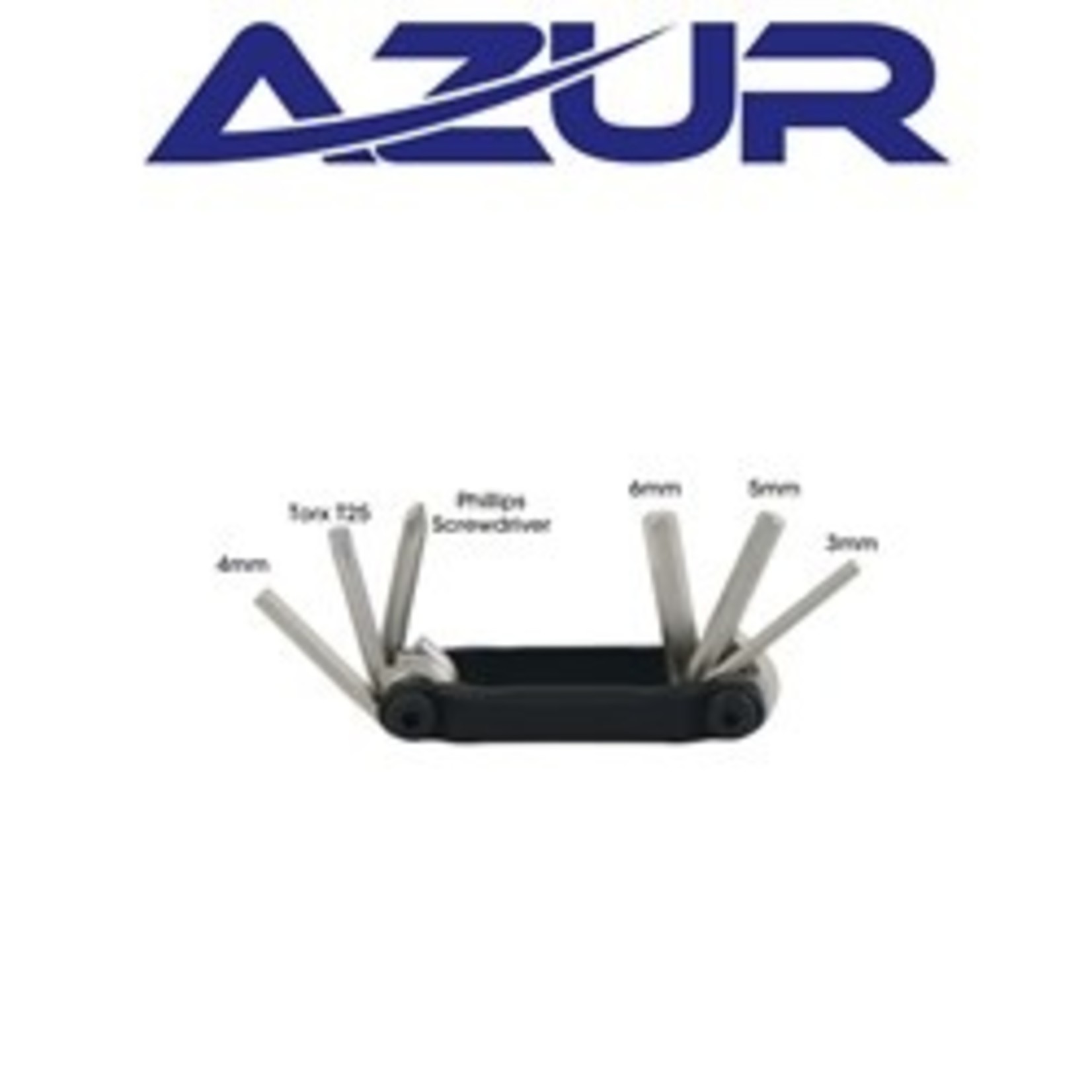 Azur Azur Bike Multi Tool - 6 Function - Allen Key -Torx - Phillips Screwdiver