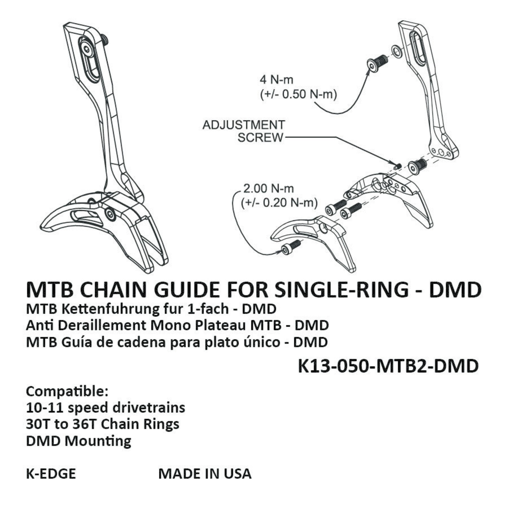 K-Egde K-Edge MTB Chain Guide For Single-Ring - DMD - 10/11 Speed Mounting - DMD